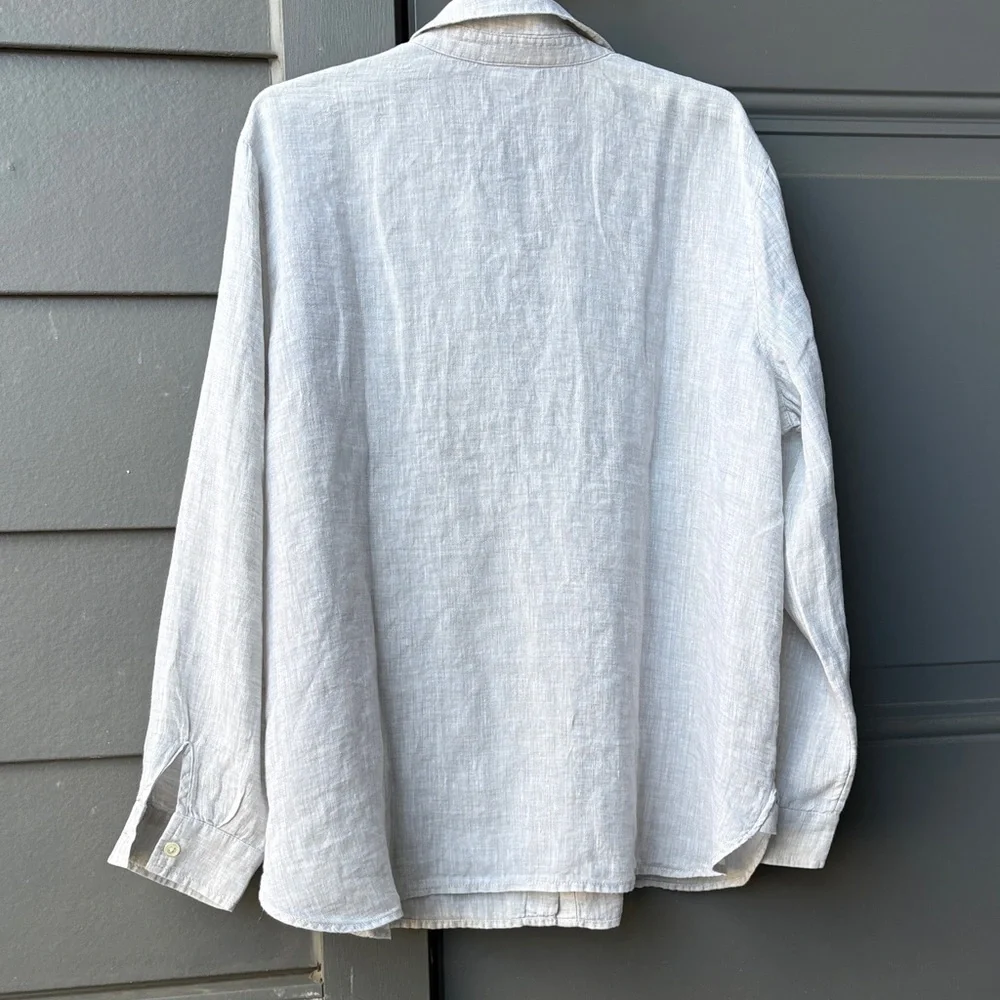J. Jill Light Gray Linen Shirt - Picture 7 of 7